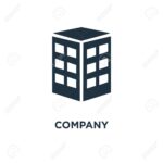 Company icon. Black filled vector illustration. Company symbol o